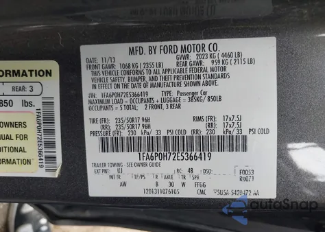 2014 Ford Fusion Se z USA, uszkodzony, nr VIN 1FA6P0H72E5366419